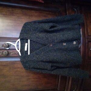 Cloth Women's Marled Blue/Green V-Neckline Button-Up Long Sleeve Cardigan